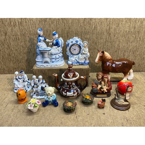 84 - Ceramic figures and statues including old Tupton ware bear.