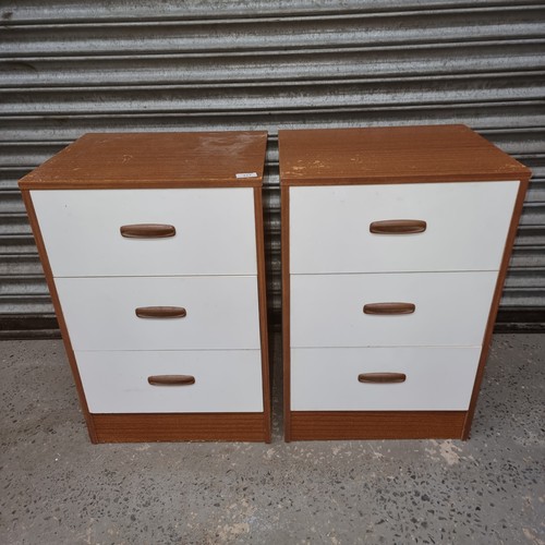 111 - Pair of 3 drawer bedside drawers.