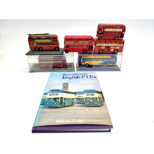 666 - Collection of die-cast busses and a book on English buses.