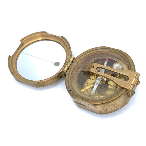 1062 - Stanley of London vintage brass compass in a wooden box.