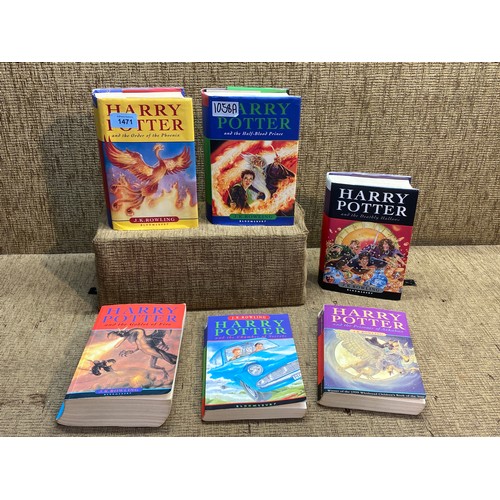 1058A - Collection of Harry Potter books including Two First Editions The Deathly Hallow, and The half Blood... 