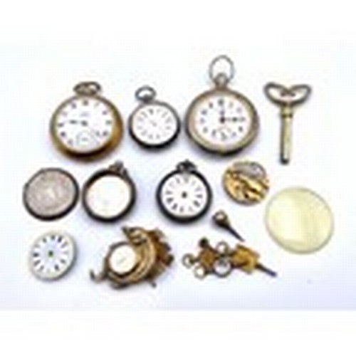 1252 - Large collection of watch spares including three ladies silver watches.