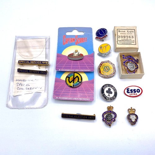 1071 - Collectable badges including Royal British Legion and Metropolitan special constabulary.
