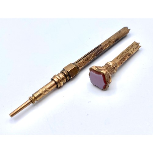 1257 - Yellow metal Victorian propelling pencil broken tested as 14ct No hallmarks (MYOMU) 7.3 grams.