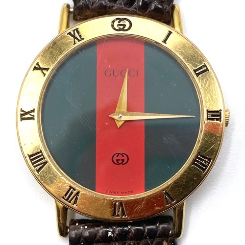 1258 - Vintage gold plated Gucci 3000M 33mm wristwatch with papers.