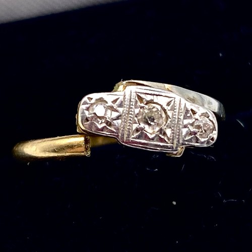 1259 - 18ct gold ring with CZ stones size H 1.6 grams.