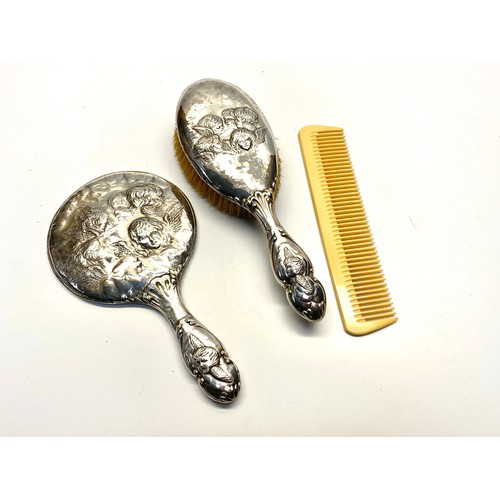 1272 - Stunning silver Art nouveau dressing table brush and mirror dated Chester 1903 Made by Henry Matthew... 