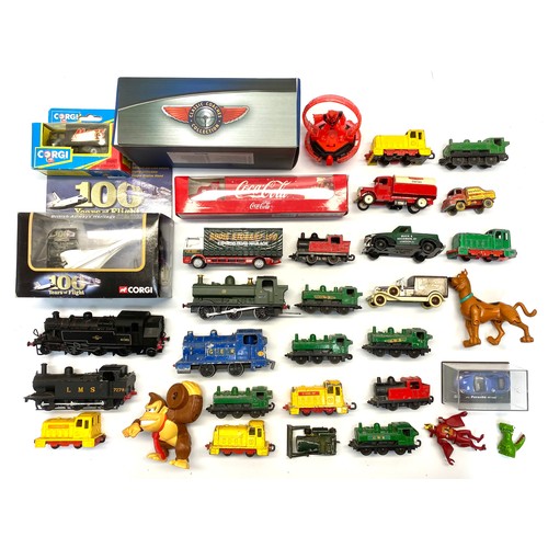 684 - Selection of Die-cast cars, lorries and trains including Dinky, Matchbox and Corgi.