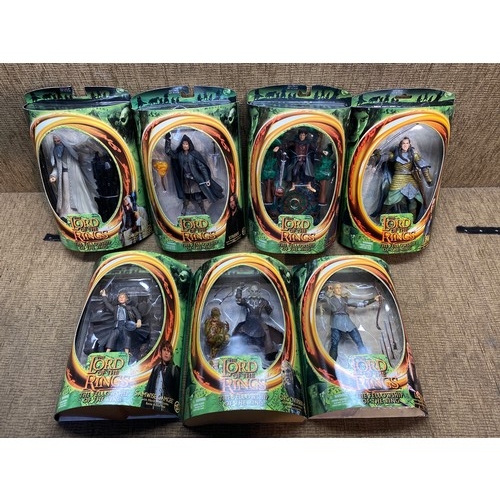 708 - 7 Boxed Toybiz lord of the rings 'The fellowship of the ring' figures including Elrond , Frodo , Str... 