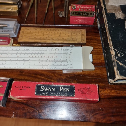 536 - Collection of vintage stationery items including boxed Parker pen.