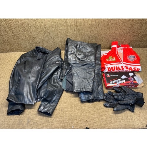 90 - Motorcycle leathers including trousers size 40
