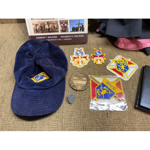 1553 - A selection of items in relation to The knights of Columbus including uniform, medal and badges.