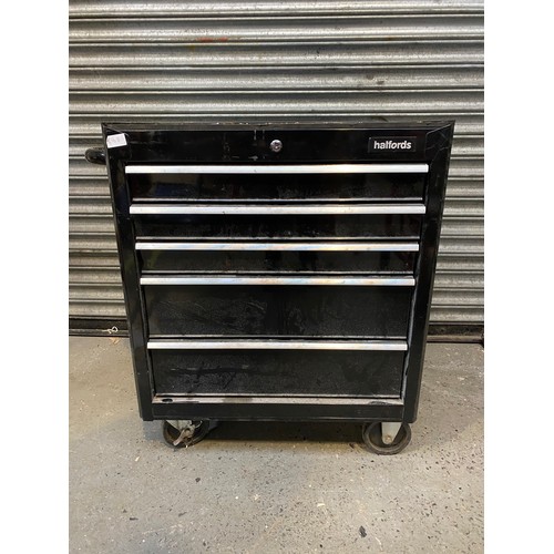 416B - Large Halfords metal tool chest with five draws.