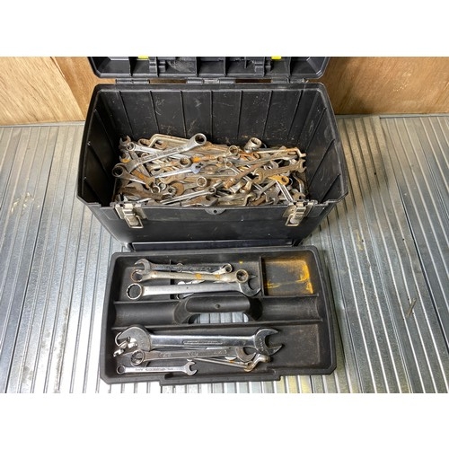 434 - Tool box full with various sized spanners.