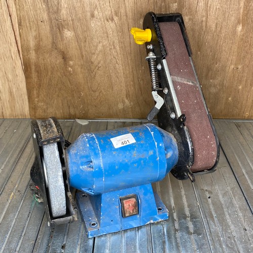 401 - Work Zone bench grinder and belt sander. MD150/50/92629.