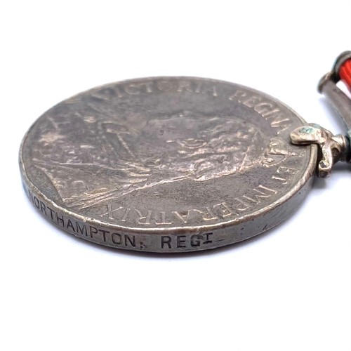 1280 - Queens South Africa Medal awarded to 6077 Pte J Budworth Northampton Regiment. Two clasps Cape Colon... 