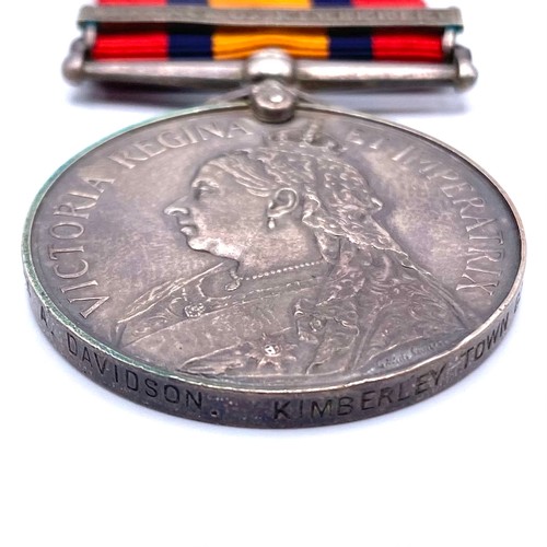 1283 - Queens South Africa Medal awarded to Pte A Davidson Kimberly Town Guard with Relief of Kimberley Cla... 