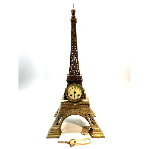 1285 - Antique French, Gilt and Brass Eiffel Tower Mantel Clock. Produced in the late 19th Century as a sou... 