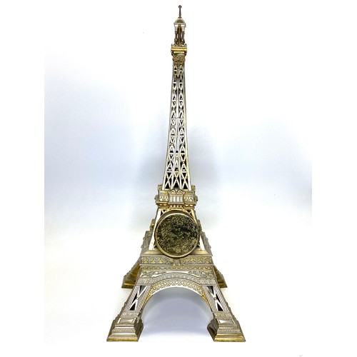 1285 - Antique French, Gilt and Brass Eiffel Tower Mantel Clock. Produced in the late 19th Century as a sou... 