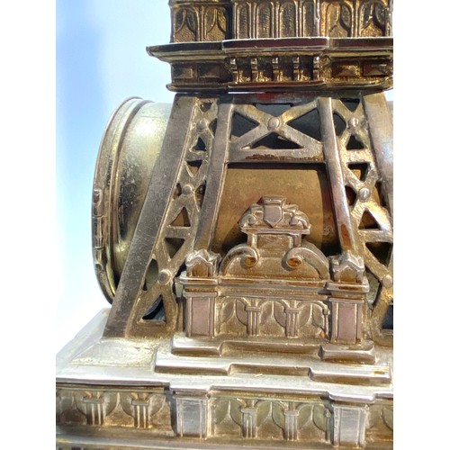 1285 - Antique French, Gilt and Brass Eiffel Tower Mantel Clock. Produced in the late 19th Century as a sou... 