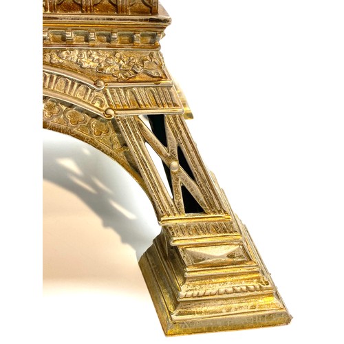 1285 - Antique French, Gilt and Brass Eiffel Tower Mantel Clock. Produced in the late 19th Century as a sou... 