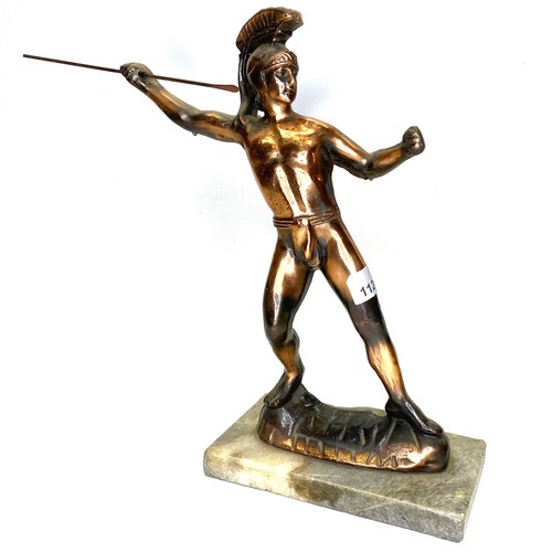 1120 - Solid copper figure of greek warrior ( possible Achilles ). 36cm tall.