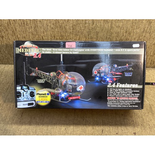 735 - Boxed Medevac R/C helicopter with radio controller.