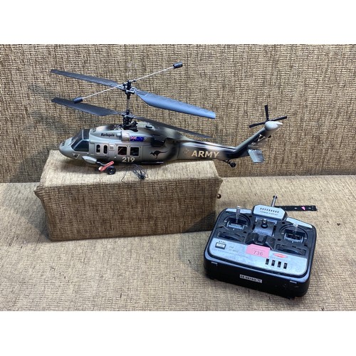 736 - Harlequin R/C Army Helicopter with Remote.