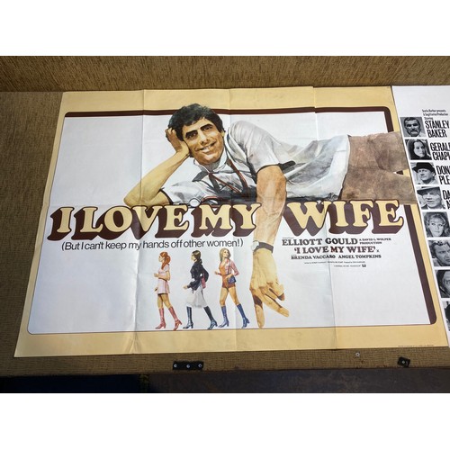 1134 - 2 original vintage movie posters (76x101 cm ) including 'I love my wife ( But I can't keep my hands ... 