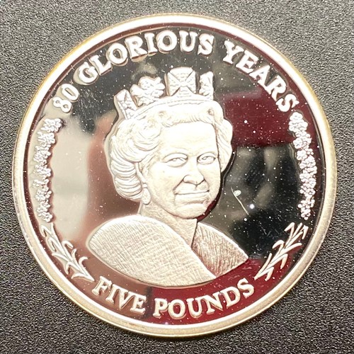 1295 - Silver proof coin, Queen Elizabeth 80 glorious years Gibraltar 2006.