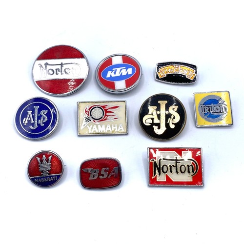 1302 - 10 Vintage enamel biking and motor badges.