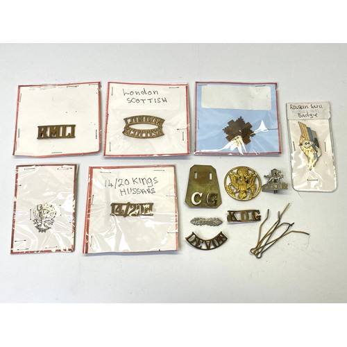 1308 - Collection of military cap badges and insignia.