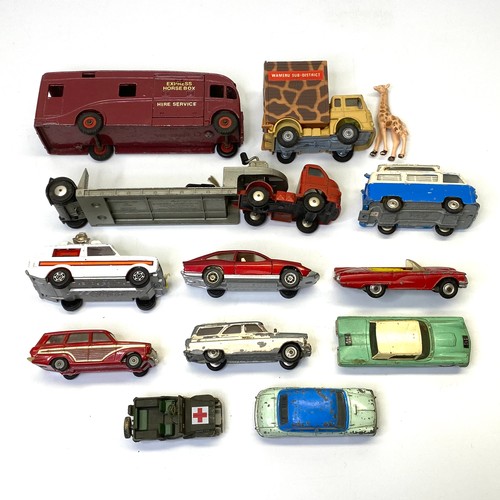 773 - Selection of vintage diecast Corgi cars and a Dinky Toys diecast horse box.