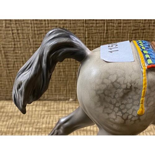 1156 - Grey Beswick show horse in a matte finish on wooden plinth 26cm tall.