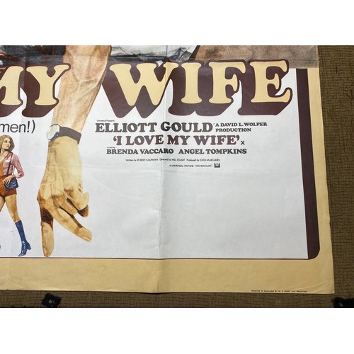 1134 - 2 original vintage movie posters (76x101 cm ) including 'I love my wife ( But I can't keep my hands ... 