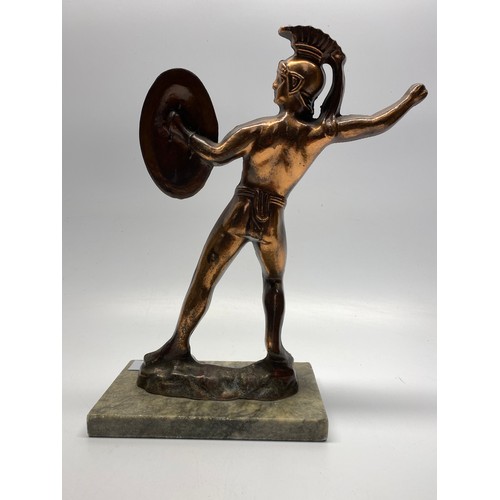 668 - Copper Greek statue of Leonidas 30cm tall.