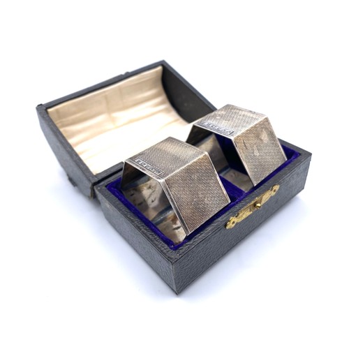 871 - Pair of silver Napkin rings. Frederick Field.  Birmingham 1956 in a box.