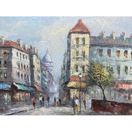 1133 - Oil on canvas European street signed  signed Steve Paris . 60 x 50 cm.