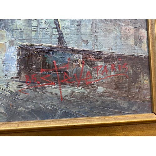 1133 - Oil on canvas European street signed  signed Steve Paris . 60 x 50 cm.