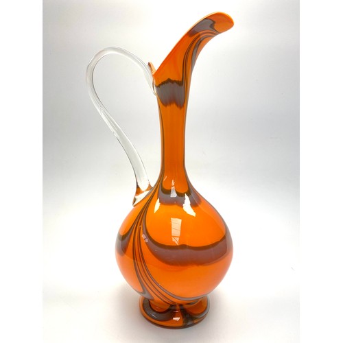 683 - Large tangerine orange studio glass vase.