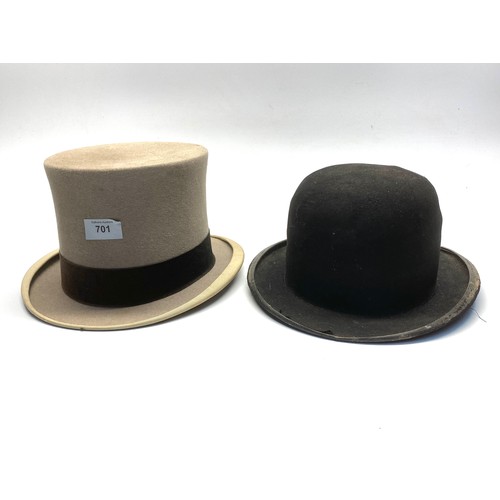 701 - A Lincoln Bennett London maker top hat and a bowler hat.