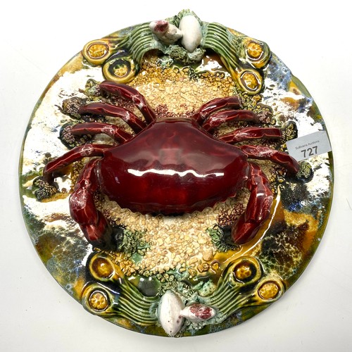 727 - Vintage majolica crab plate.