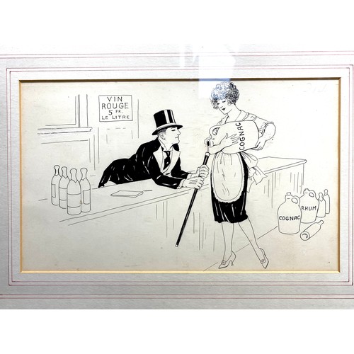 1210 - Four 1920s original French Cartoon ink sketches of a temptress luring her subjects signed Ardern.