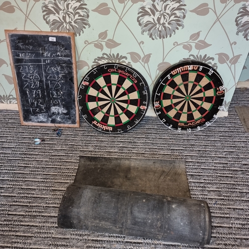 17 - Collection of  Dart boards and darts equipment including a Winmau Blade 4 dart board and a rubber oc... 