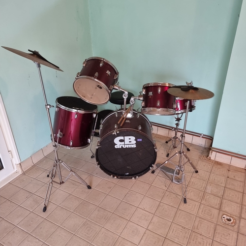 164 - CB Drums full drum kit with stool and Vic Ferth dampeners.