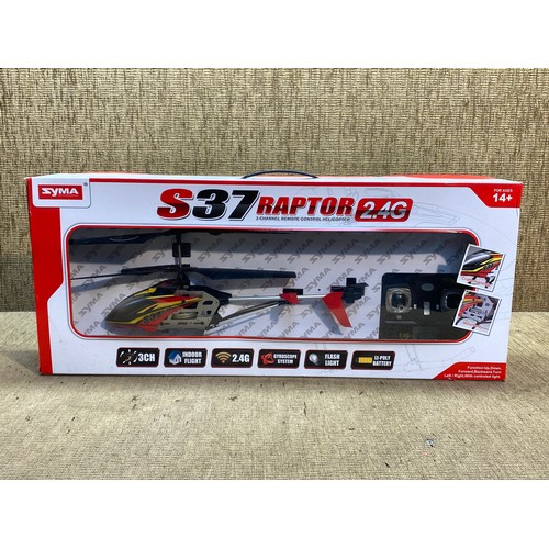 354 - Syma S37 Raptor remote control helicopter retailed boxed.