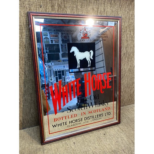 778 - Framed mirrored advertising picture of White horse distillers LTD. 65x49 cm.