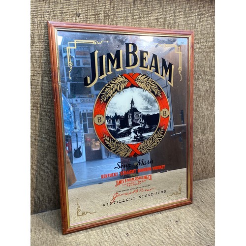 781 - Framed Jim Beam mirrored advertising picture. 65x50 cm.