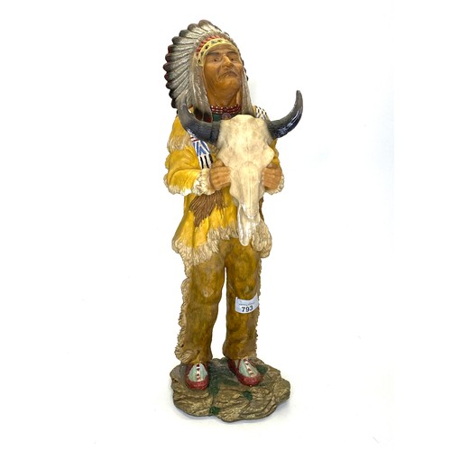 793 - Large Native American resin statue . 47cm tall.