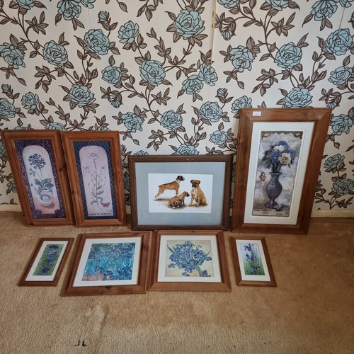 113 - Selection of pine framed prints.